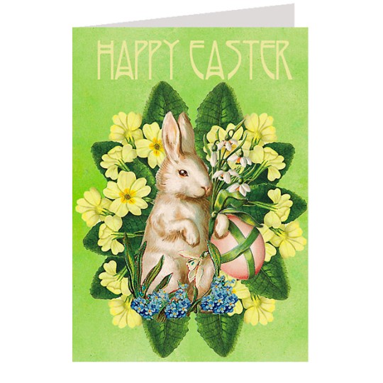 Bunny with Flowers Easter Card ~ England